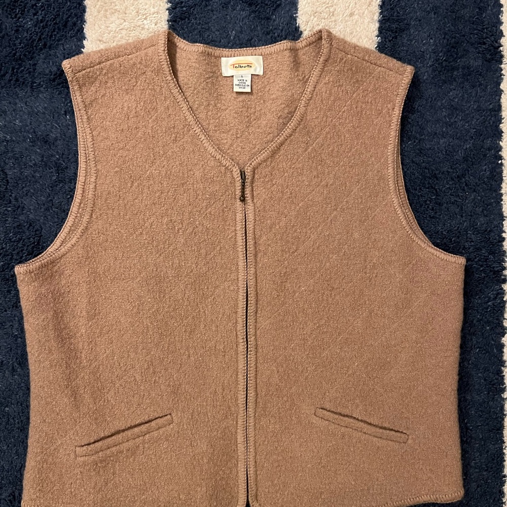 Talbots Wool Vest Zip Up Size Large